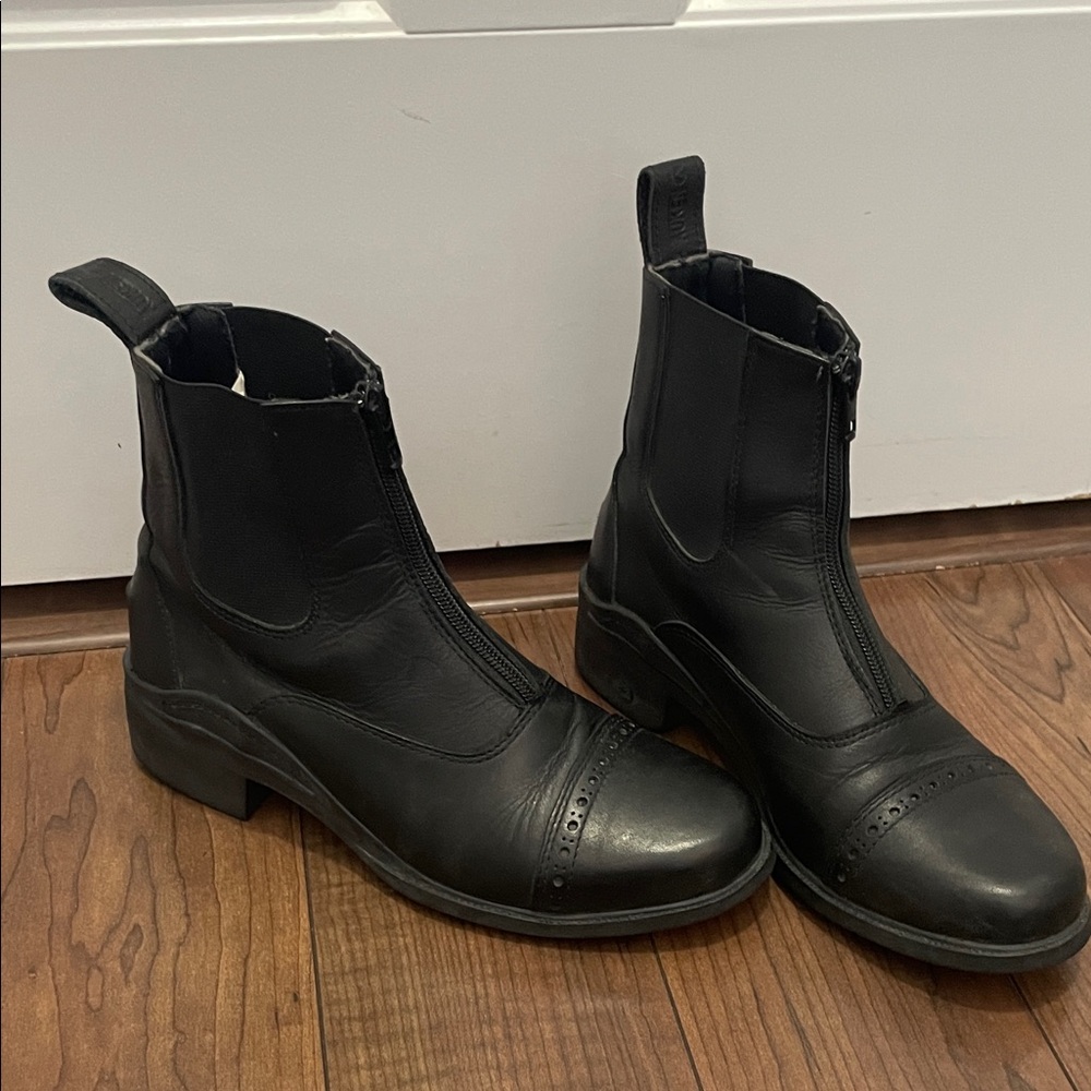 Auken Black Leather Paddock Boots